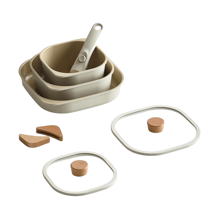 FIKA Objet comfort Reserve 다이캐스팅 알루미늄 조리도구 7개 세트 실리콘 뚜껑 포함 - 아이보리(T-코팅, 콜드 스프레이 유도형) 3