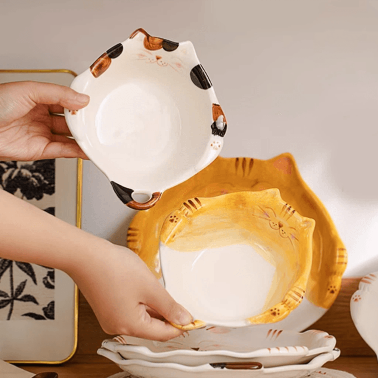 【中国直邮】PEAULEY 卡通猫咪饭碗陶瓷六寸碗 C 1 份 6