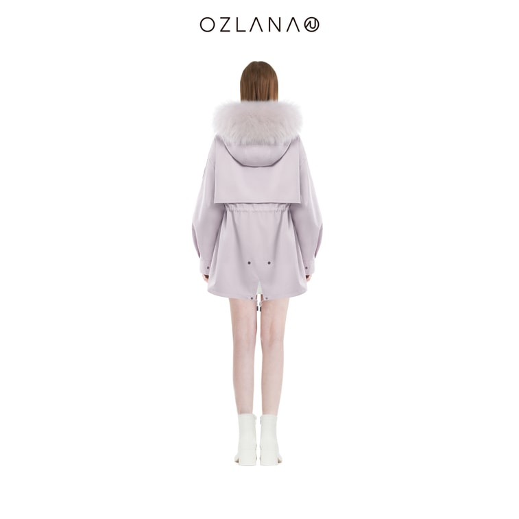 【中國直郵】【預售】OZLANA 冬季設計師款派克服 霧霾紫休閒派克+紫色積雪獺兔/狐狸毛 M 發貨需5-15工作日 3