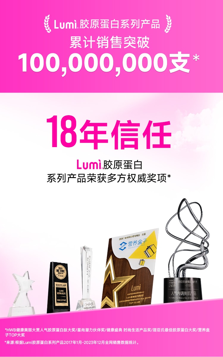  Lumi 10000mg胶原蛋白肽液态饮+弹性蛋白肽+EGCG 含2000mg胶原三肽 提拉抗老 重塑嘭弹少女肌 50ml*6瓶入 新包装