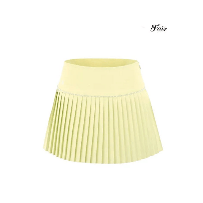 Check Flare Pleated Skirt-Lemon Yellow Yellow / S