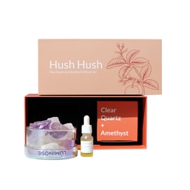Luminose Natural Crystals and Essential Oil Diffuser Set Amethyst & Clear Quartz Fruity Scent | Hush Hush 320g