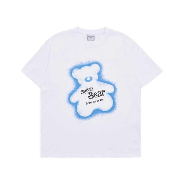 acmé de la vie] CHECK PANTS BEAR SHORT SLEEVE T-SHIRT WHITE - 아크메드라비