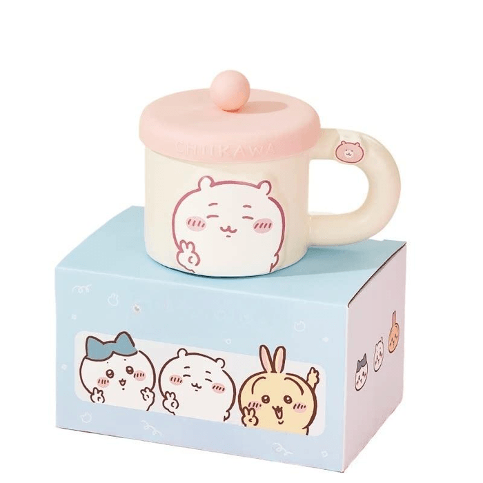 Yan Cang Ji Ka Wa CHIIKAWA Mug Household Water Cup Ceramic Ji Ka Wa With Cup Lid 400ml