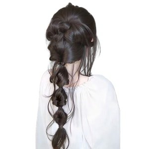 New Natural Imitation Hair Ins Grab Clip Fried Dough Twists Long Braid Wig Threaded Bubble Braid [Brown Black] F