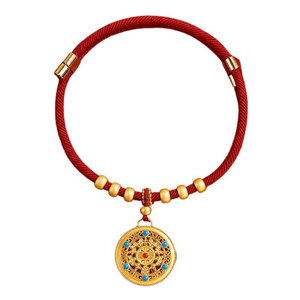 [중국 직배송] 펫타임 고양이 새해 목걸이 강아지 장식 명절 선물 상자 선물용 빨간색 끈 반려동물 인식표 오복 나침반 4-15파운드 M 사이즈 20-40cm * 1개