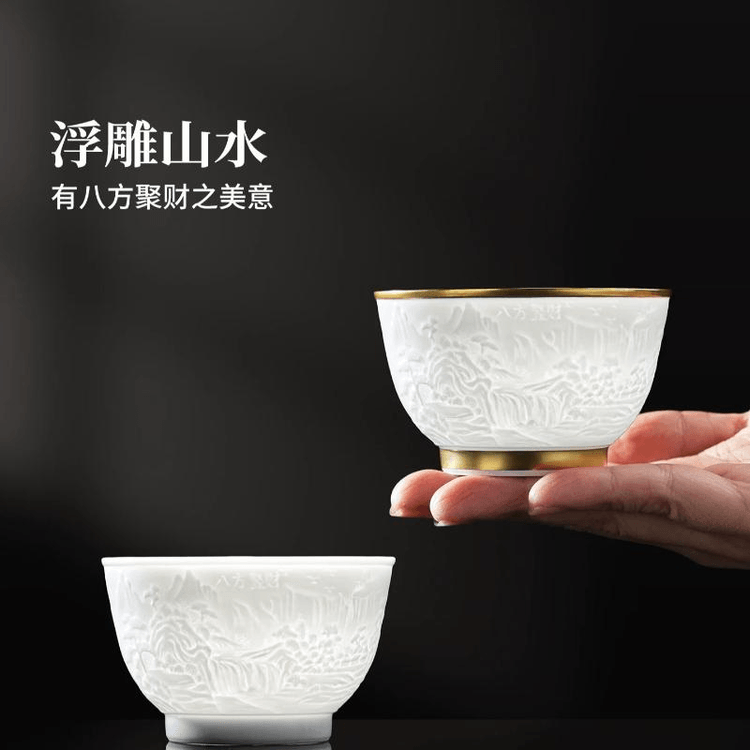 景徳鎮 手作り 磁器カップ 茶碗 中国直送】景徳鎮製手作り浮彫白磁茶碗、茶碗、マスターカップ