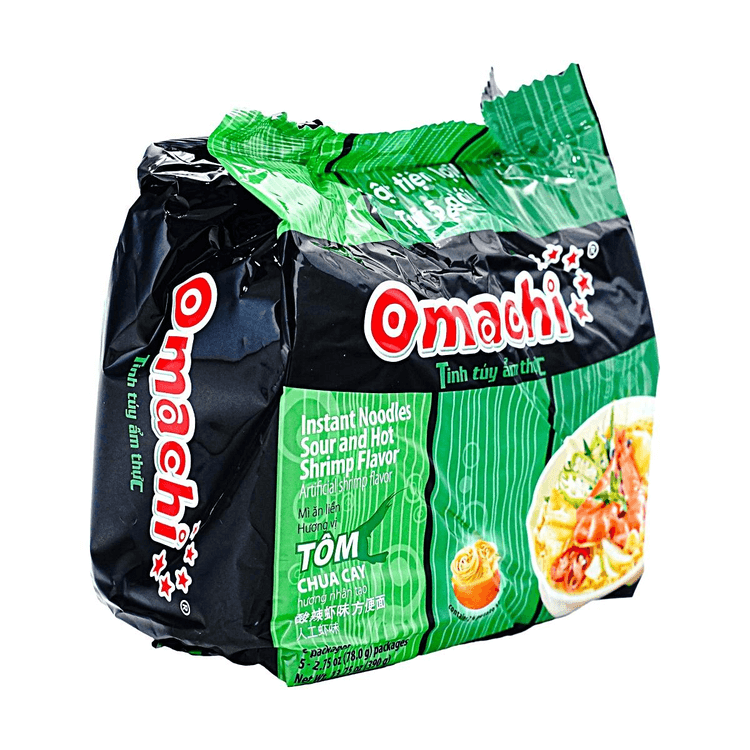 OMACHI Shrimp Flavour Sour & Hot Instant Noodle, 2.75 oz*5 - Yami.com