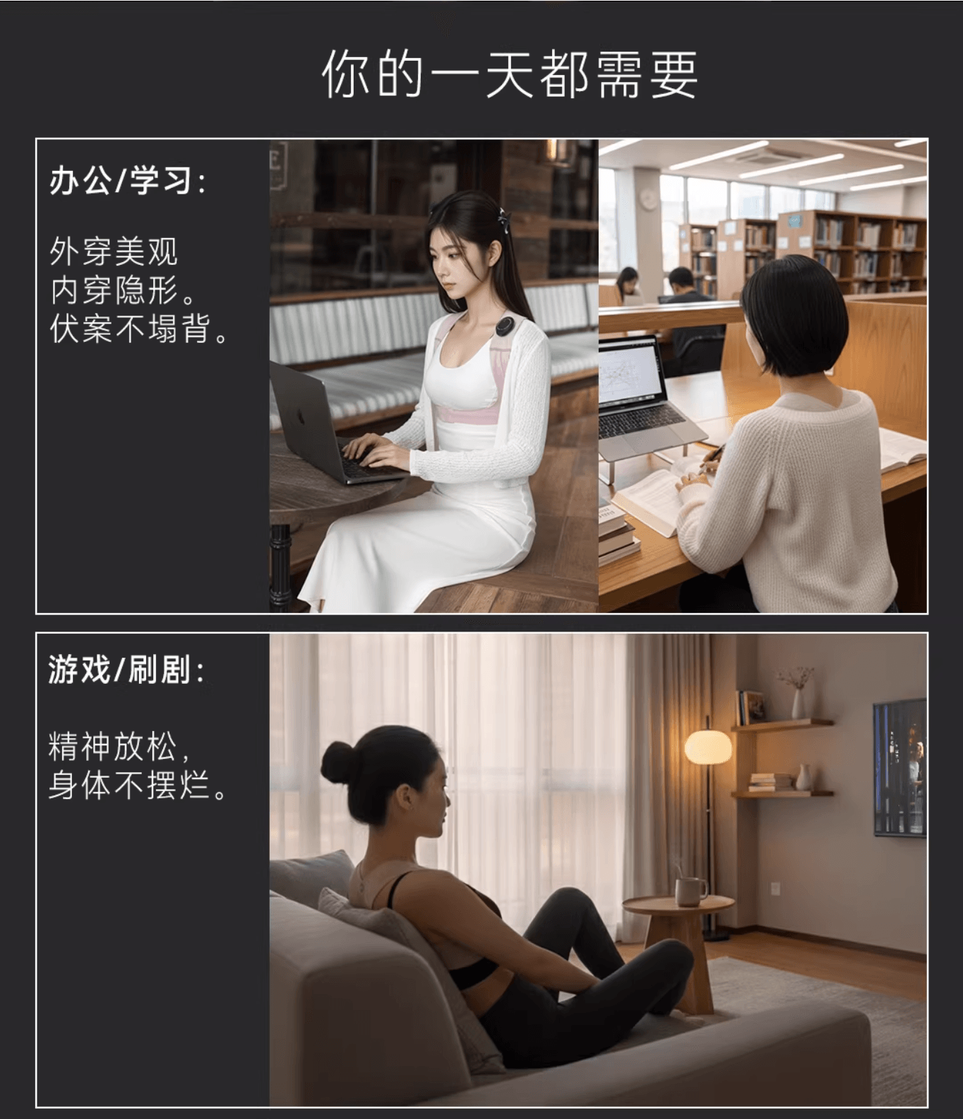 昂智緣 隱形EMS微電流電擊 按摩放鬆肩頸 美背背背佳體態矯正帶 趙露思送陳偉霆款1套 M號