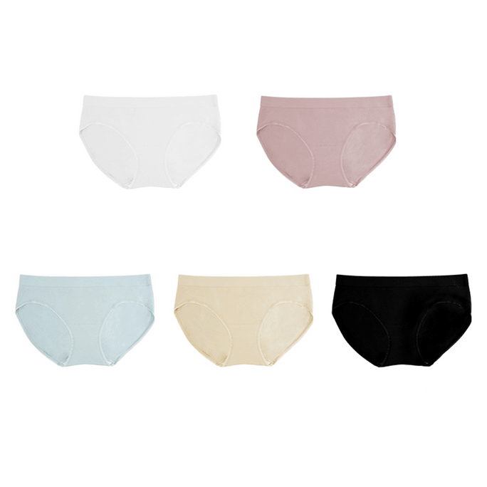 Ladies Modal Seamless Mid-Waist Panty High Elastic Softness Breathable Panty Multi-Colors (5 Pack) M