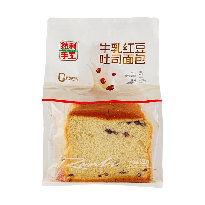 Milk Red Bean Toast Bread, 12.35 oz【0 Trans Fat】