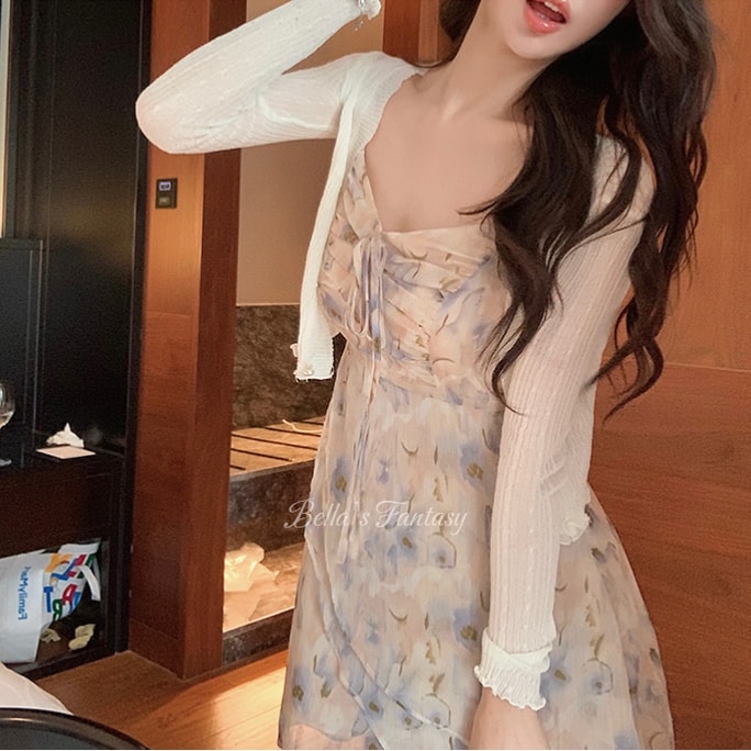 【NEW YORK】Bella’s Fantasy Sexy A Lined Midi Sun Dress Beige Size S