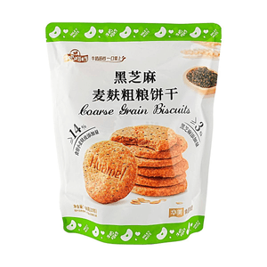 华美 黑芝麻麦麸粗粮饼干 468g 【高麦麸添加】【酥脆醇香】