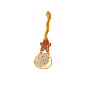 Cute Ceramic Spoon, Long-Handled Soup Spoon, Gingerbread Man Ceramic Spoon, 16*5cm*2Piece