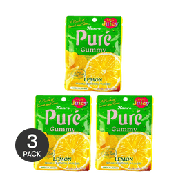 Kanro Pure Gummy Candy, Lemon Flavor,Sour Powder ,1.97 oz *3【3 Packs】【Cute Heart-Shaped】【Japan Trendy】