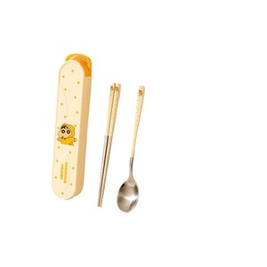 Stainless Steel Chopstick And Spoon Set, Raincoat Cartoon Design, 2‑Piece Set