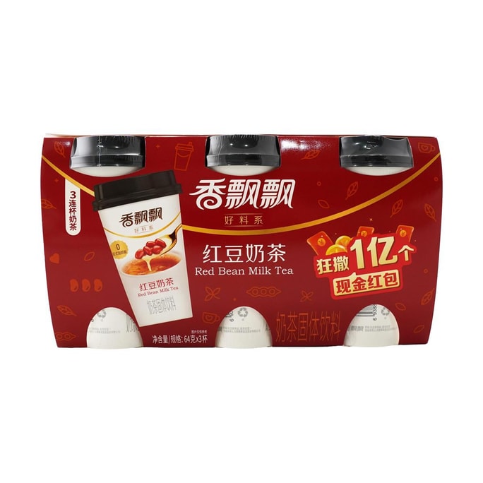 香飄飄 好料 紅豆奶茶 64g*3連杯 包裝隨機發