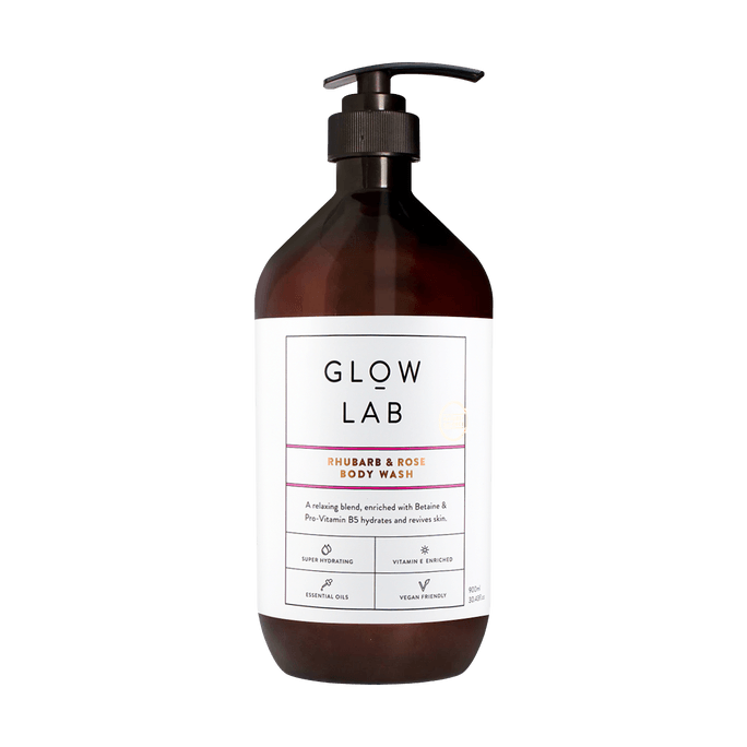 澳洲GLOWLAB 天然香氛沐浴露 氨基酸溫和清潔 玫瑰大黃 900ml 孕敏可用