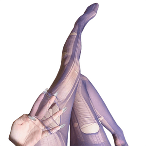 Feimuセクシーなティアオフパープルパンスト、ヨーロッパとアメリカのスタイル、シースルーでワイルド、情熱的なティアオフパンスト