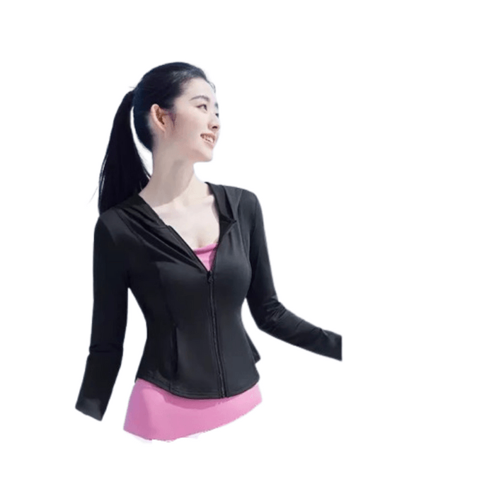 2025 Summer new ice silk Slim waist sunsuit women upf50 Hooded paragraph Ice mist powder  XL size 1 pcs