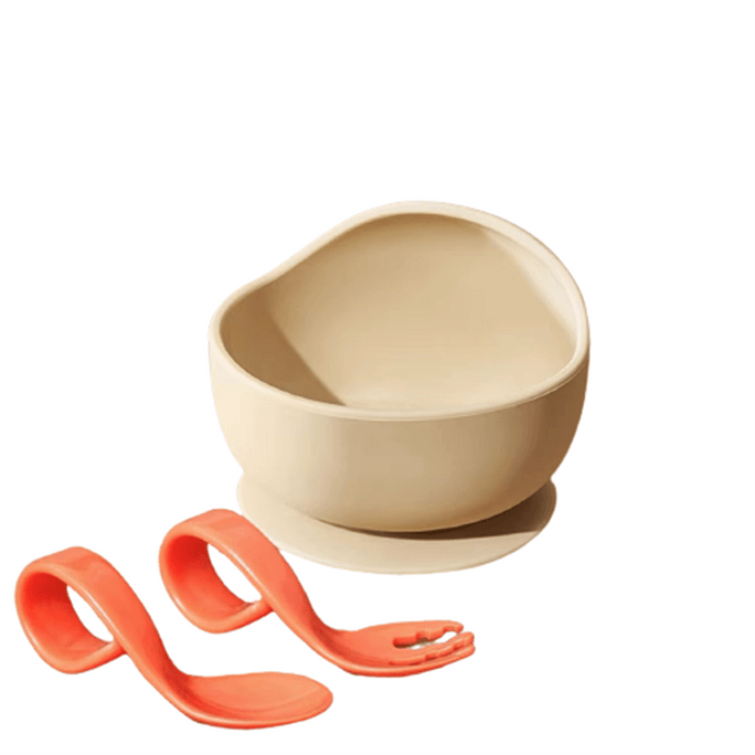 Baby Learning To Eat Training Spoon Complementary Bowl Silicone Children Egami Two Piece Set