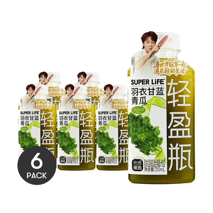 Kale and Cucumber Mixed Fruit and Vegetable Juice,10.48 fl oz *6【6 Packs】【High Dietary Fiber】【Low Calories】