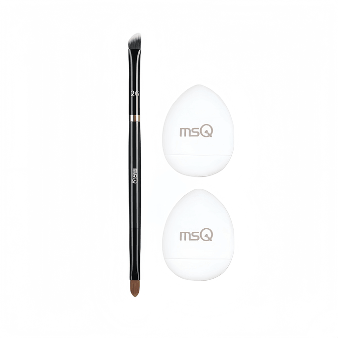 Dual-Head Concealer Brush with Puff Single Set
