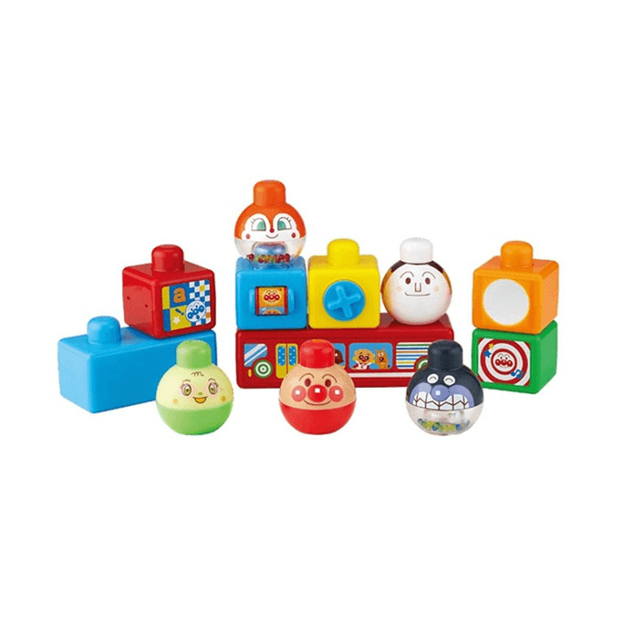 【日本直郵】BANDAI萬代 麵包超人益智玩具積木小火車 適合8個月以上寶寶