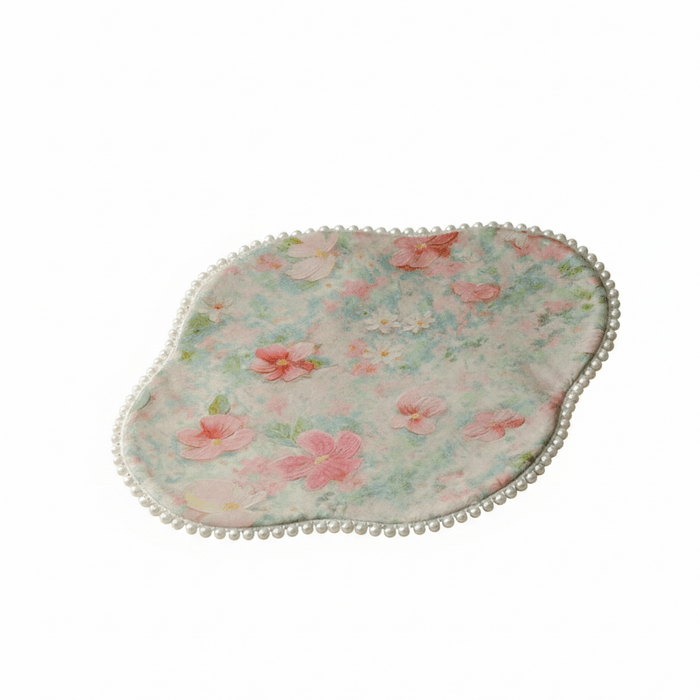 美国 赵赵的茶 中式国风织锦刺绣珍珠边海棠茶席 1件