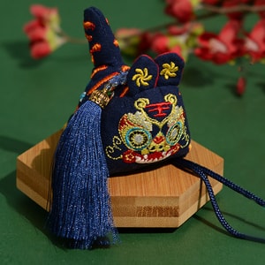 New Chinese Handmade Fabric Tiger Sachet Pendant Lucky Tiger Hidden Blue F