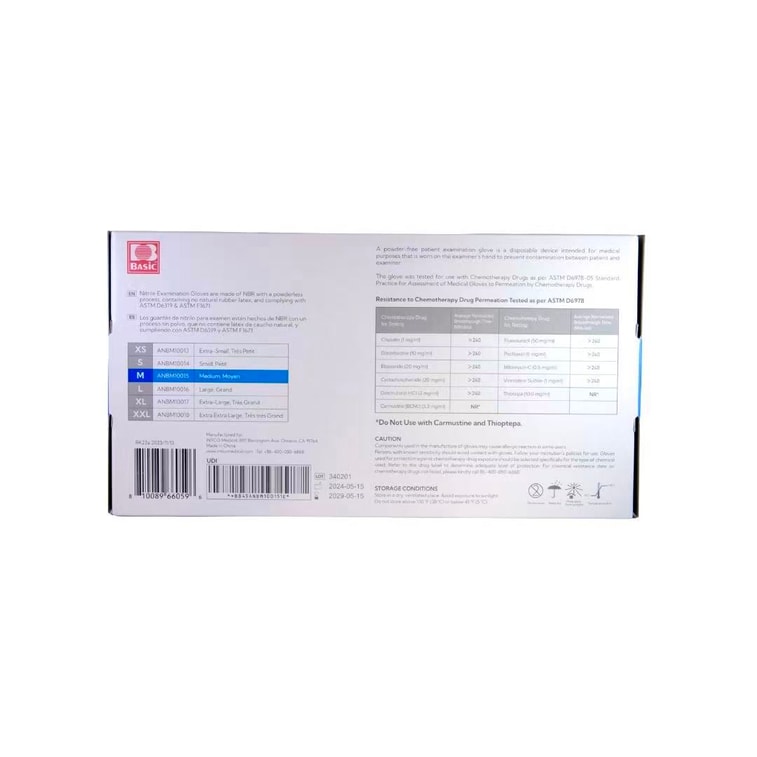베이직 컴포트 & 케어 의료용 일회용 니트릴 장갑, 무분말, 고강도, 전문가용 보호 청소 장갑, 100개입/상자 (중형). 3