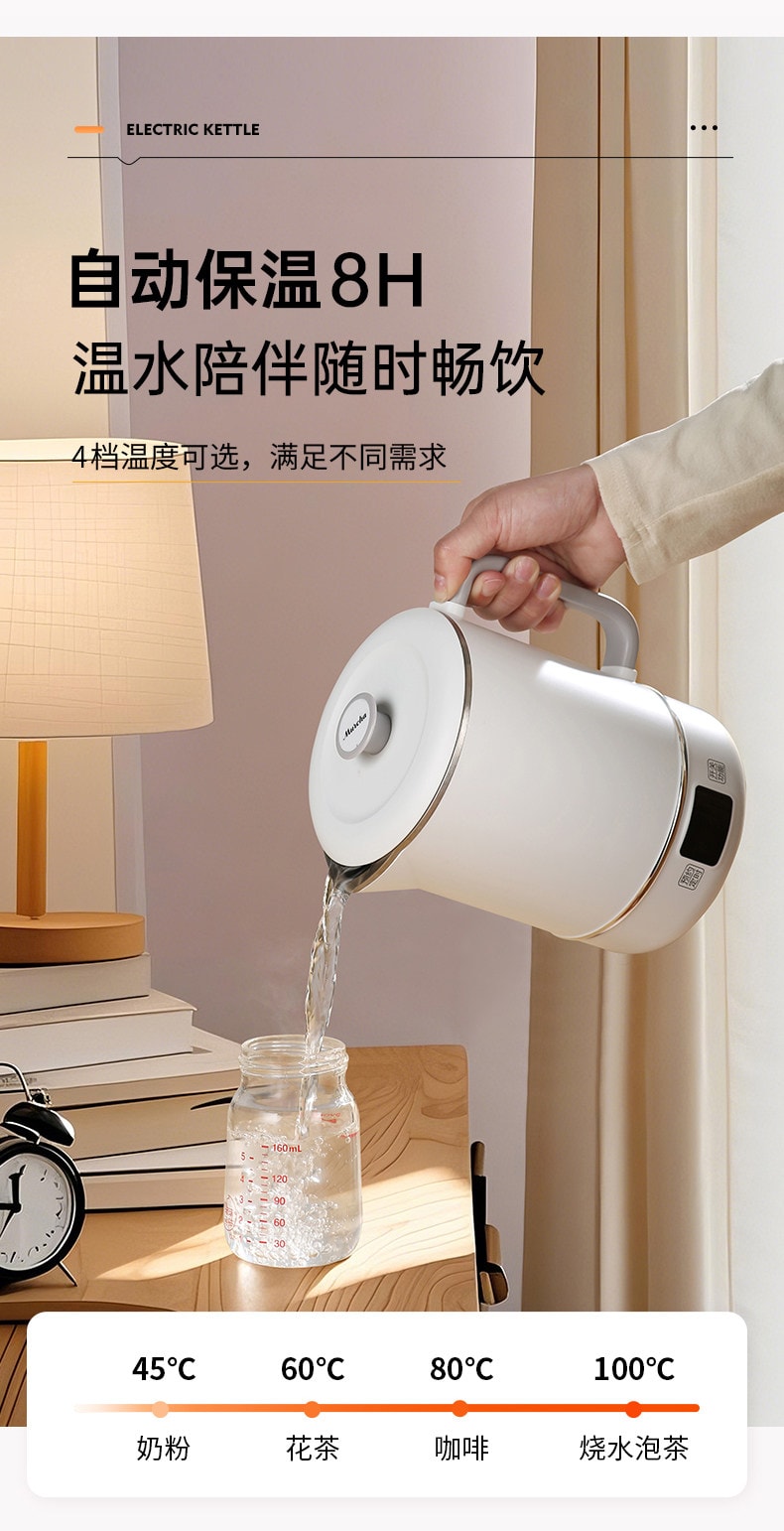 【中國直郵】 摩茶 電燉鍋小型煮粥神器316不銹鋼便攜多功能煲湯燉煮110v燒水壺 本白色 一台裝