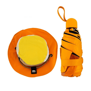 BENEUNDER Wild Hat Black Glue 5-Fold Umbrella, Sun Umbrella, UV Protection,Sunset Orange