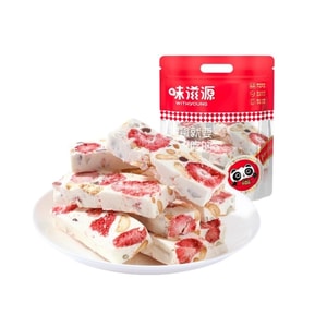 【中国直邮】 味滋源 冻干草莓羊奶芙雪花酥 拉丝长条口感 网红手工糕点心 牛轧糖味零食品 298g(约 15 颗)