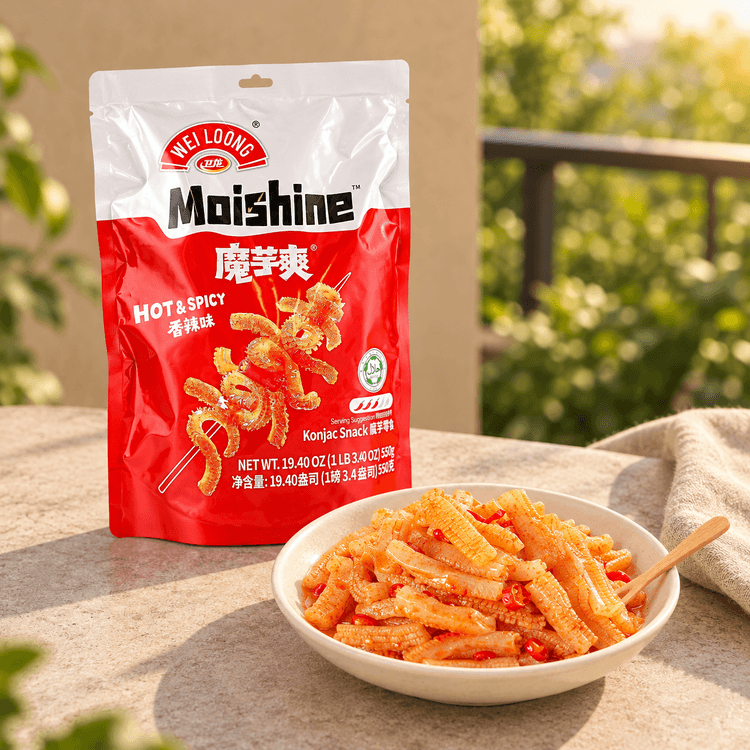 WEILONG Konjac Snack, Hot Spicy Flavor, 19.4 oz【Low-Calorie, Low