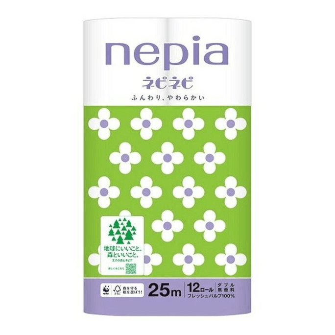【日本直郵】 日本 妮飄 Nepinepi 雙層衛生紙 25m 無香 生活用品 衛生紙 雙層 無香 衛生 紙捲 便捷