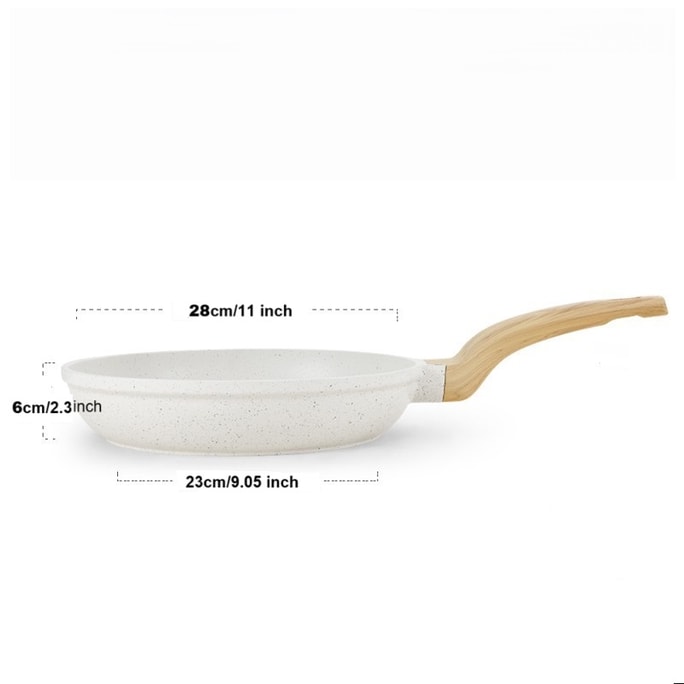  雙11大促全年最低價【美國現貨】PFOA/PFOS Free 矢之作白色不粘鍋 煎鍋 炒鍋 不帶蓋 電磁爐燃氣灶通用 易清潔不發黃 安全健康少油煙 1 個 11inch 白色