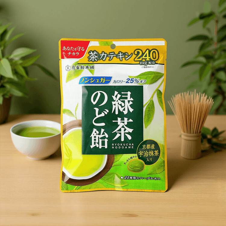 SENJAKU Ryokucha Nodoame Green Tea Throat Lozenges Candy, 2.82 oz