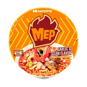MEP Garlic & Clam Flavor Ramyone Noodle Soup- Bowl Ramen,3.88 oz 【Spicy Seafood Flavored Noodles】