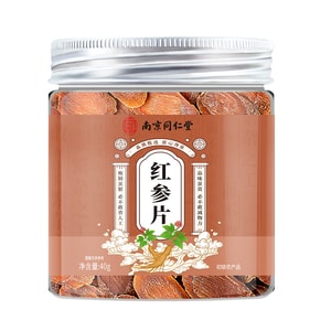 Changbai Mountain Red Ginseng Slices 40g, 5-Year Aged Sugar-Free Slices, Energy Boost for Tea, Soup, Wine & Gifting