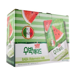 BABA Iced Watermelon Ade Juice,6.42 fl oz*10packs【0 Fat Low Sugar Low Calories】