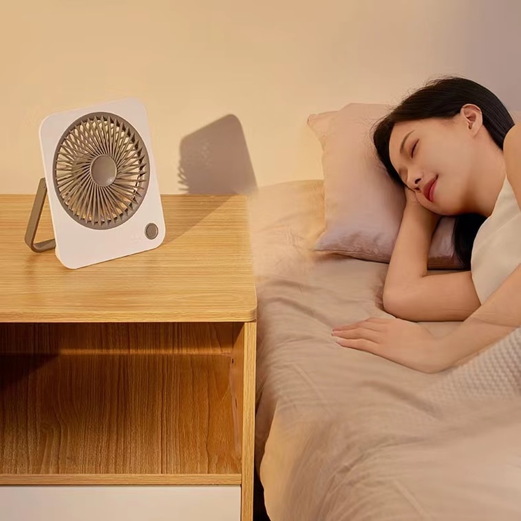中国DeQian德前 超薄迷你桌面风扇便携折叠充电小风扇 浅棕色 1件 5