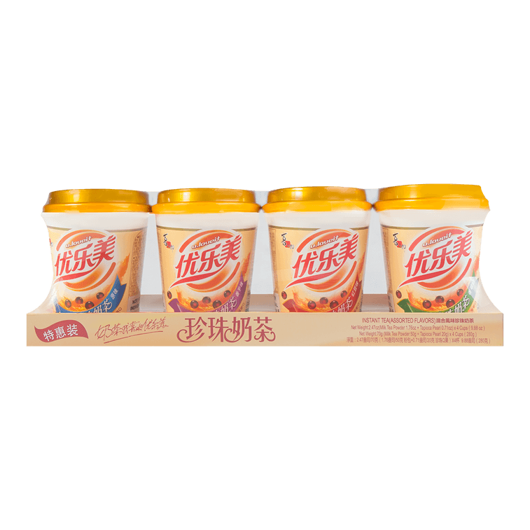 타피오카 펄이 들어간 혼합 플레이버 밀크티 4컵/팩 70g 4