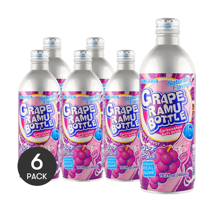 日本SANGARIA三佳利 波子汽水 碳酸飲料 葡萄口味 480ml *6【6份超值裝】