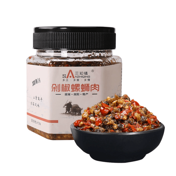 三知情 剁椒螺螄肉辣椒醬下餐點湖南特產辣螺肉280g*1瓶