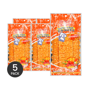 Squid Seafood Snack Namprik Thai Flavor, 0.63 oz *5【5 Packs】【Thailand Trendy】【Packaging May Vary】