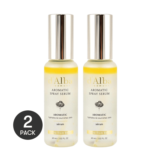 韩国D'ALBA黛尔珀 白松露初香喷雾精华液 60ml*2 多肤质/干皮 抗老保湿 紧致修护 温和纯素【超值装】【爆红空姐喷雾升级版】