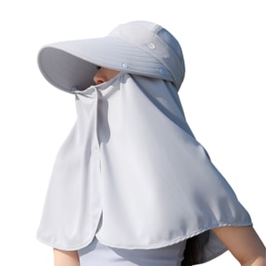 【中国直送】HSPM アイスシルク フェイスプロテクション サンハット、UVカット サンハット、アウトドア ネックプロテクター ショールスタイル一体型茶摘みハット、グレー、F、1個