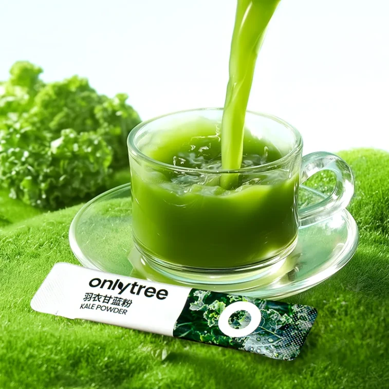 【Expédition directe de Hong Kong】 Poudre de chou frisé lyophilisée onlytree * 20 sachets + graines de chia * 10 sachets + poudre d'açaï * 10 sachets substitut de repas léger 5