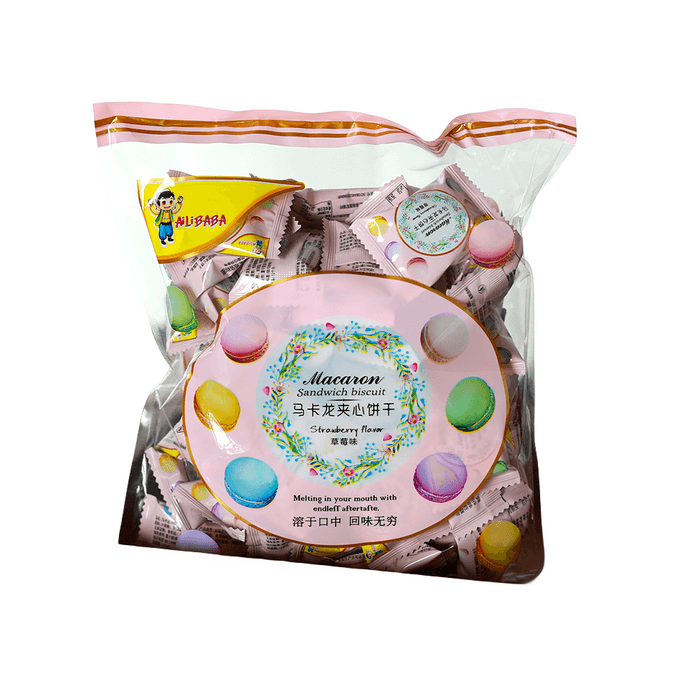【中国直邮】寻脆记   马卡龙夹心饼干  草莓味  376g